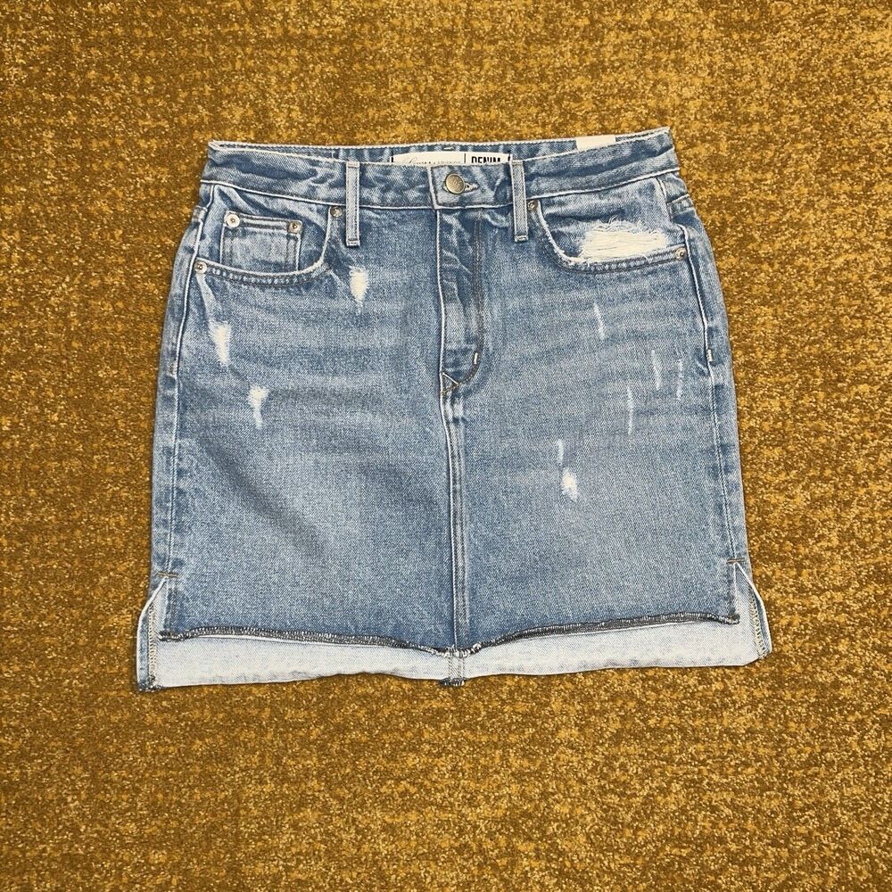 Lovers + Friends Elijah Denim Mini Skirt Womens 26 Baxter Distressed Made in USA